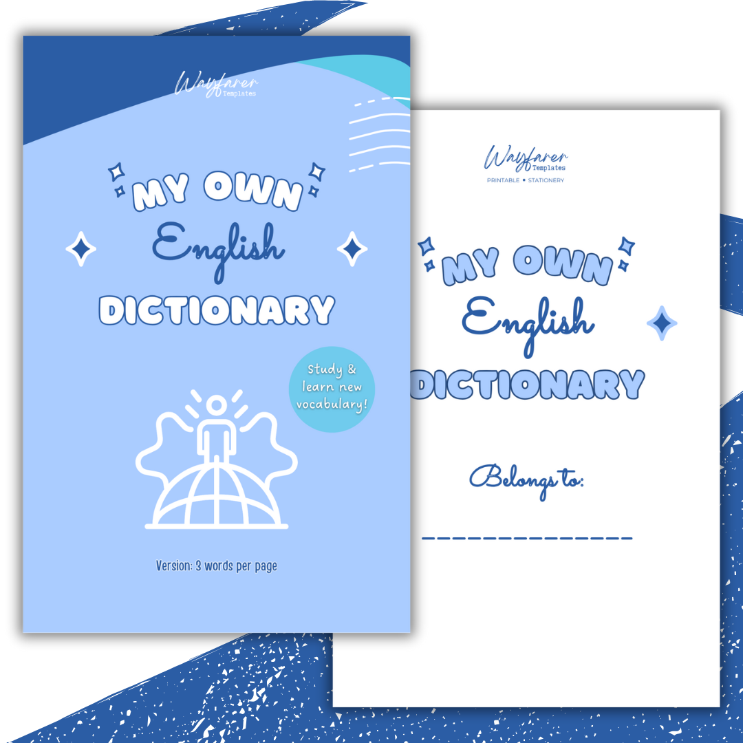 English Spanish dictionary printable template