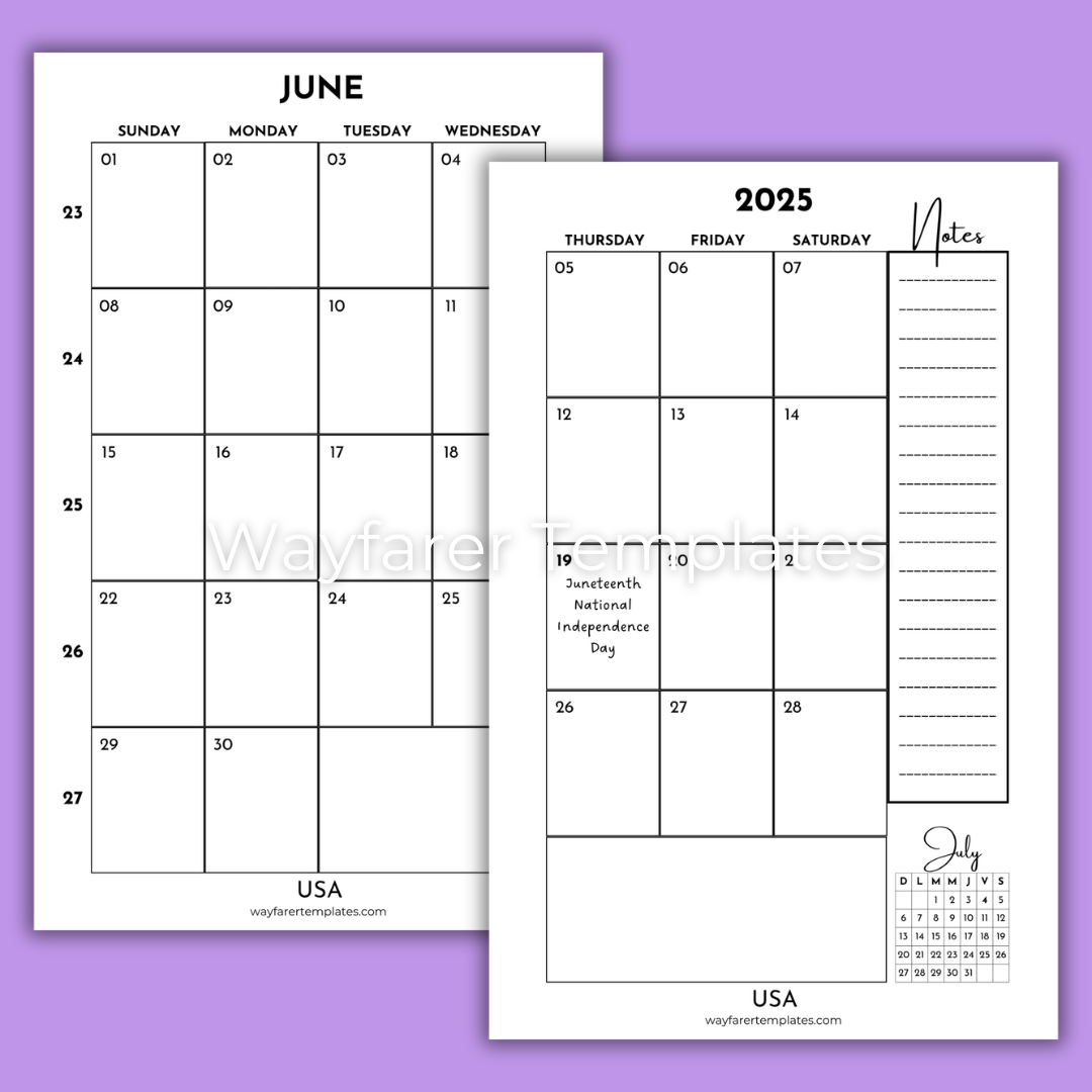 Free monthly planner: June