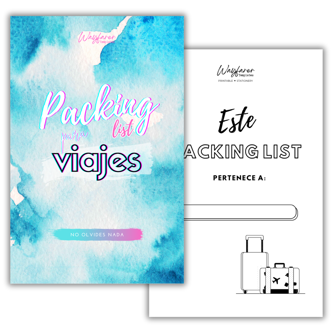 Packing list de viaje plantilla imprimible
