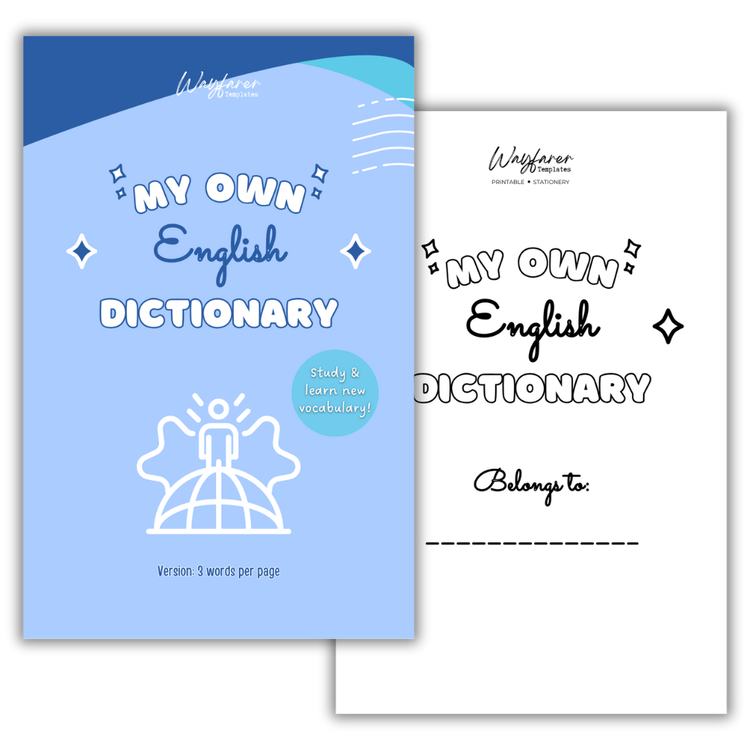 English Spanish dictionary printable template