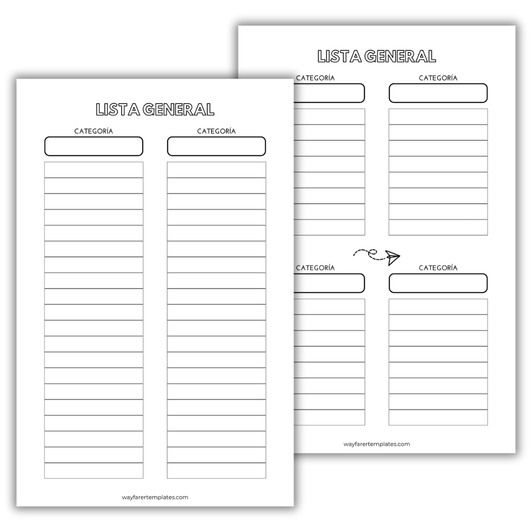 Packing list de viaje plantilla imprimible