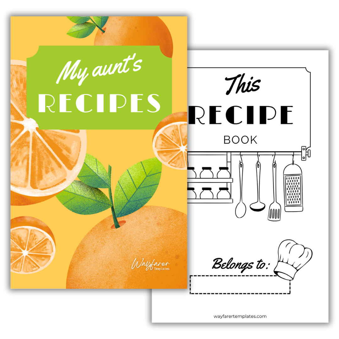 Recipe book printable template