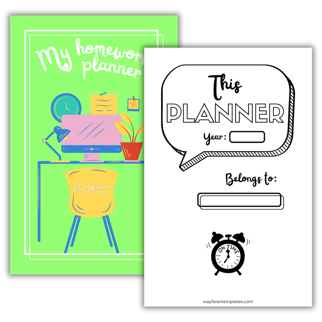 Homework planner printable template