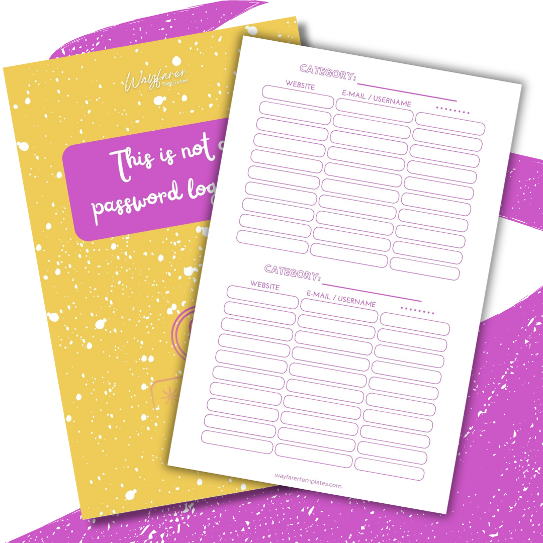 Password manager printable template