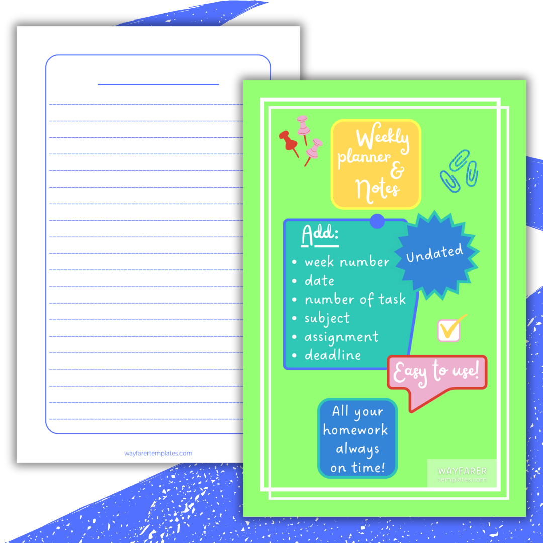 Homework planner printable template