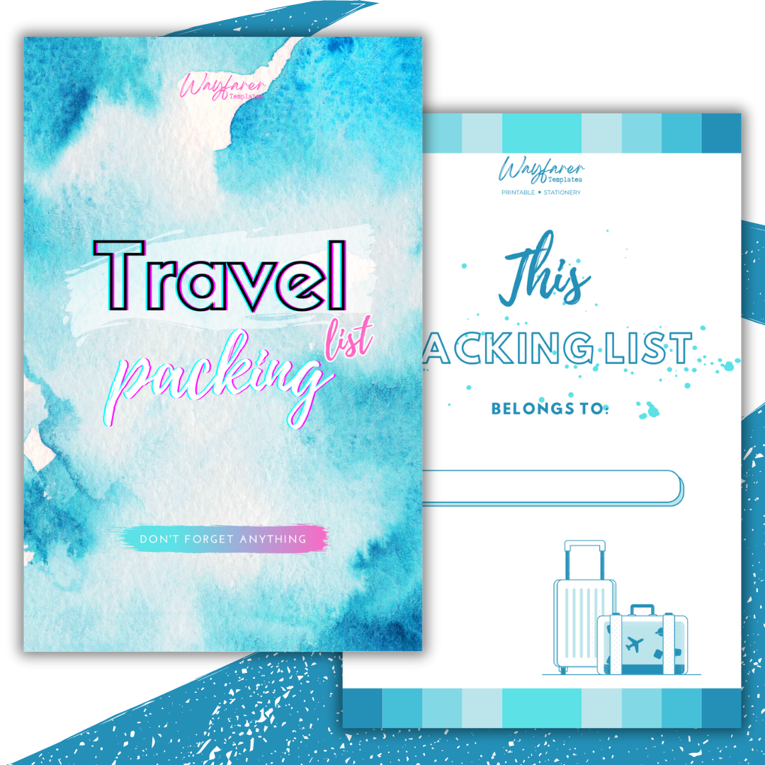 Travel packing list printable template
