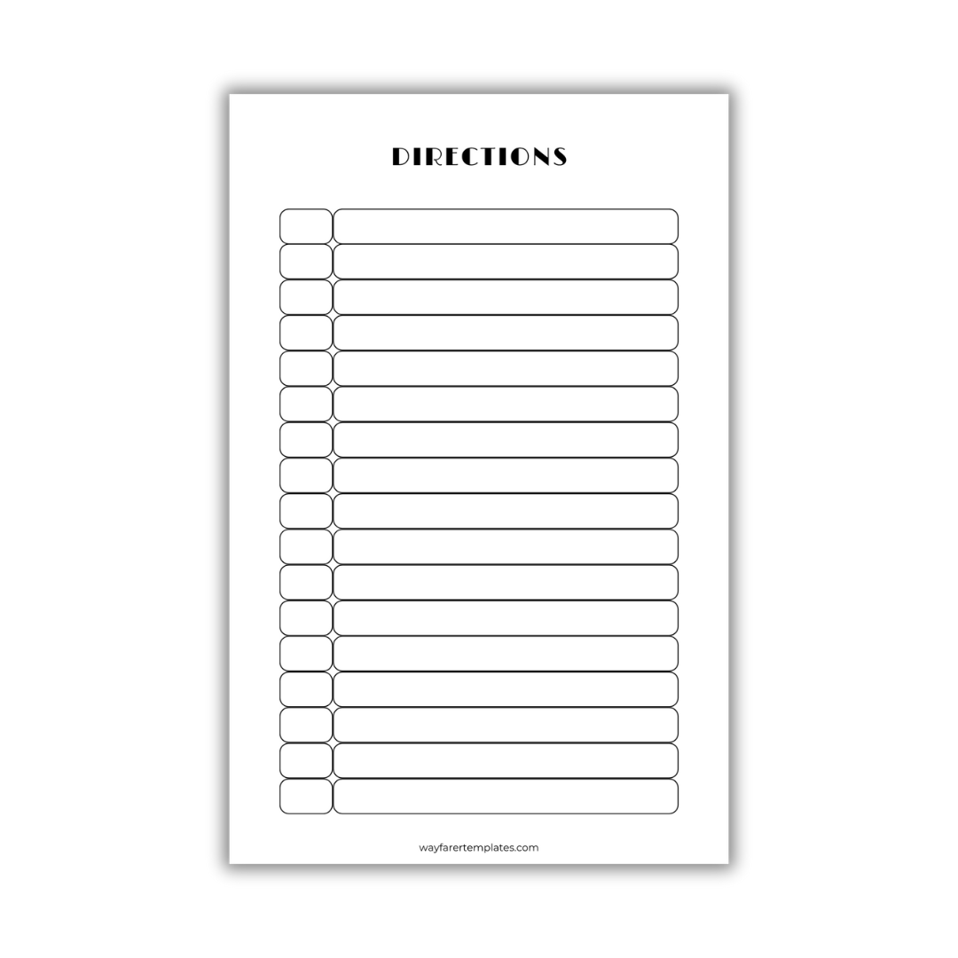 Recipe book printable template