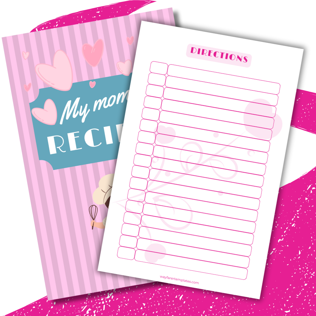 Recipe book printable template