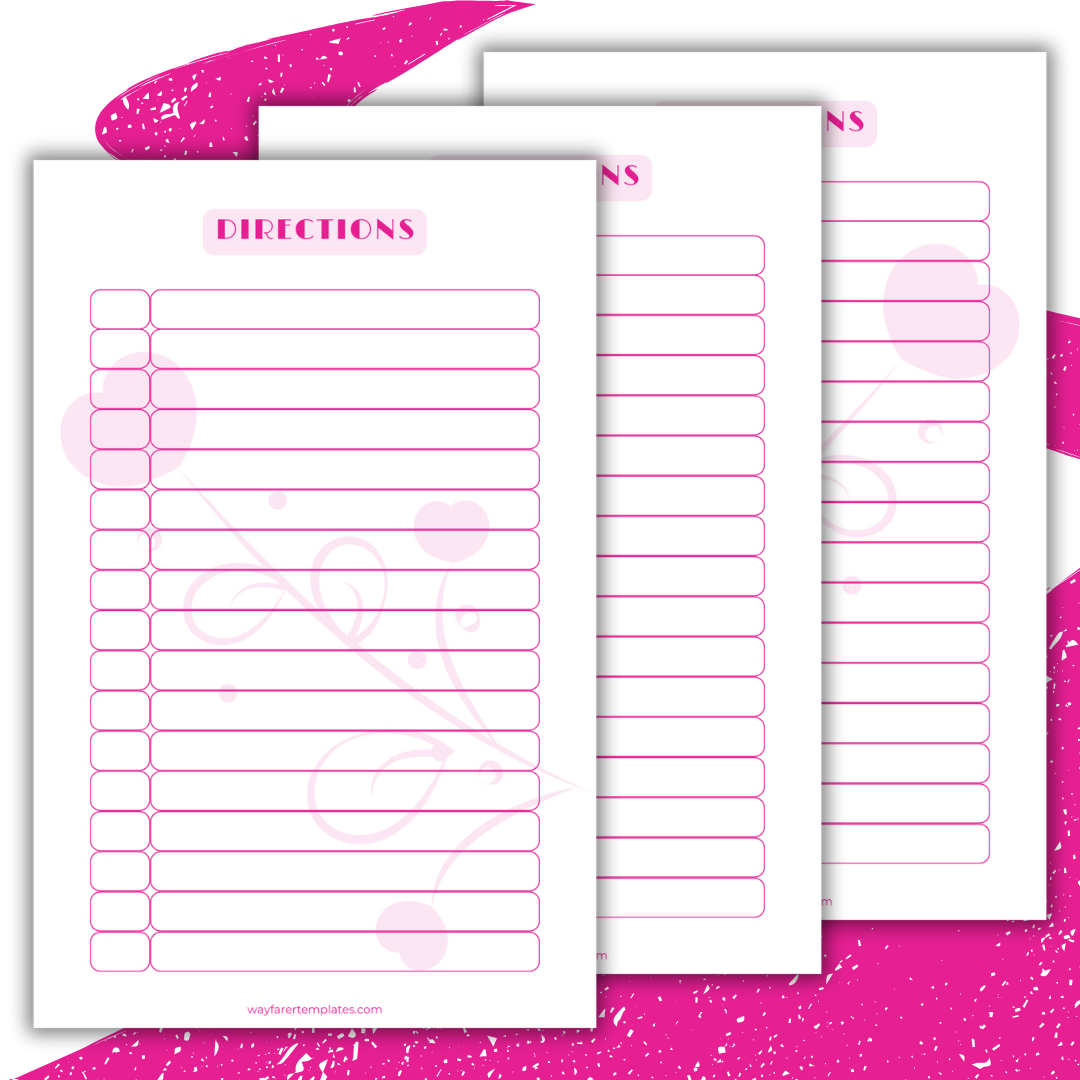 Recipe book printable template
