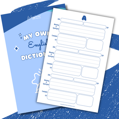 English Spanish dictionary printable template