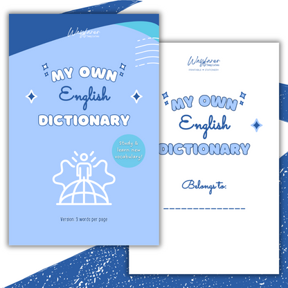 English Spanish dictionary printable template
