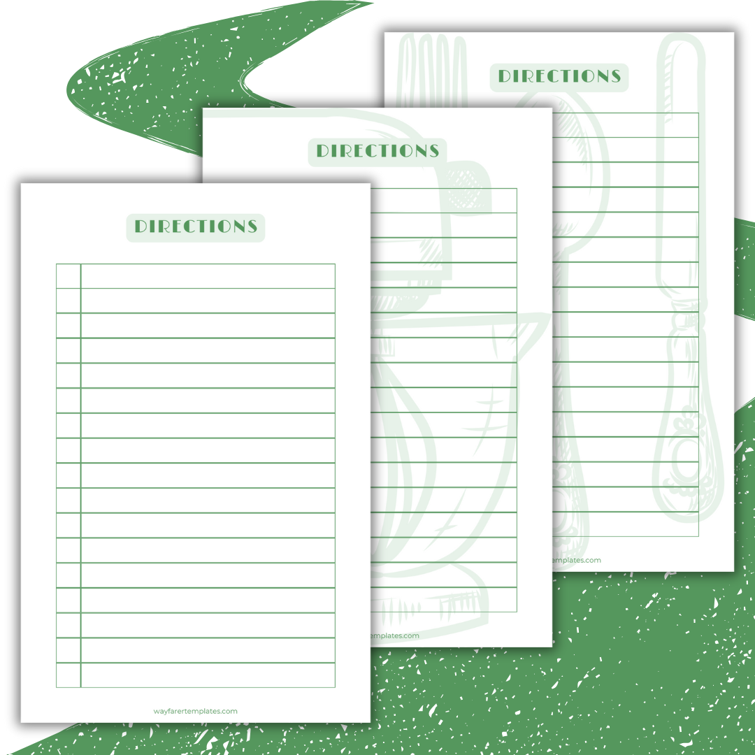 Recipe book printable template