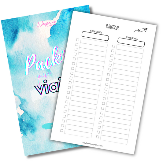 Packing list de viaje plantilla imprimible