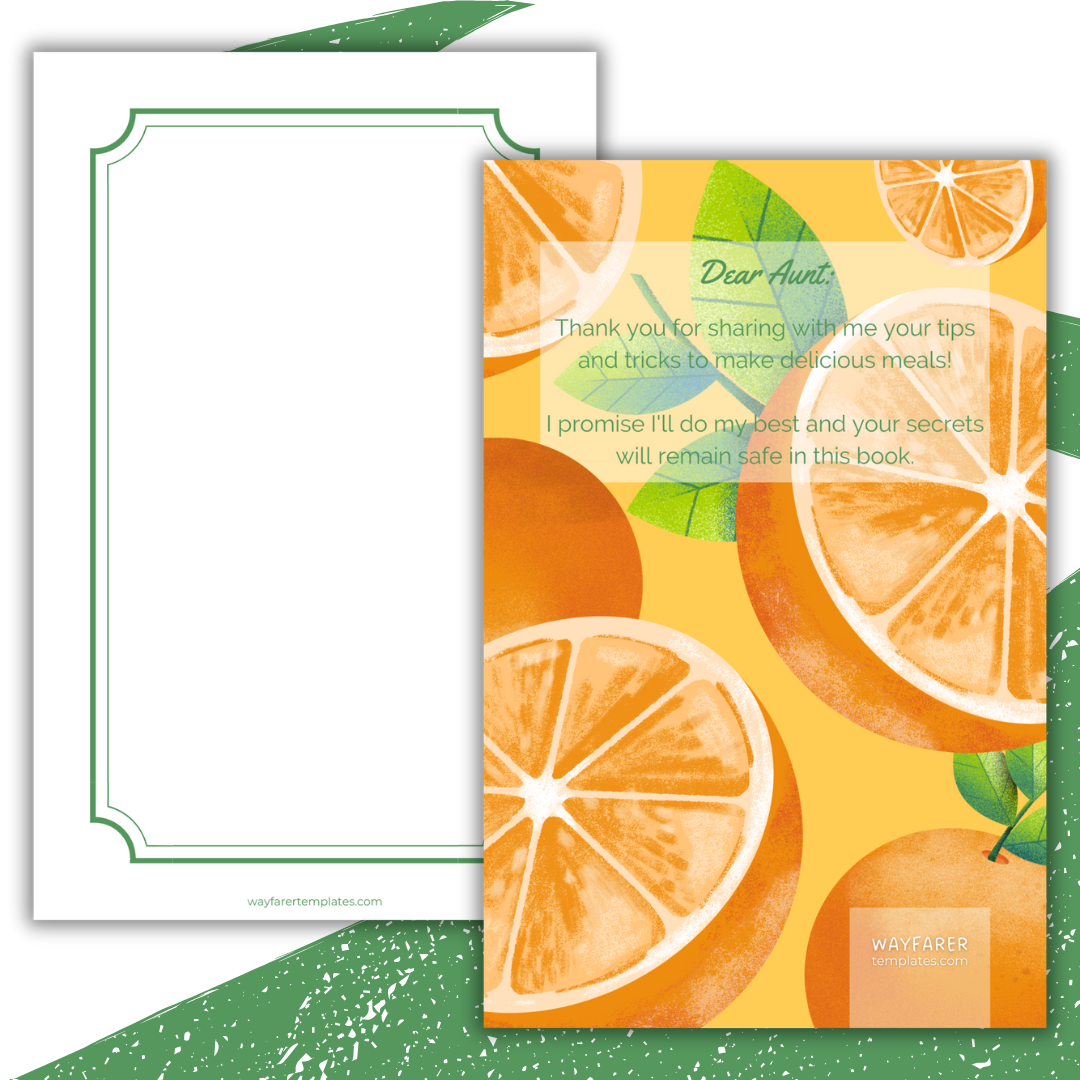 Recipe book printable template