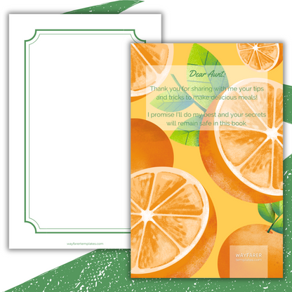 Recipe book printable template