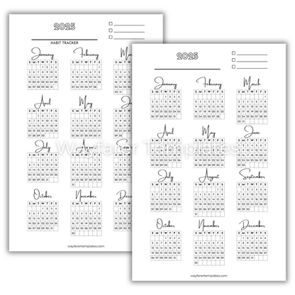 Habit tracker calendar 2025