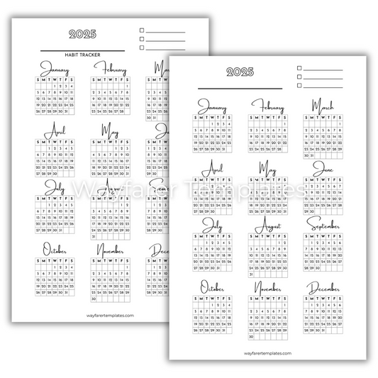 Habit tracker calendar 2025