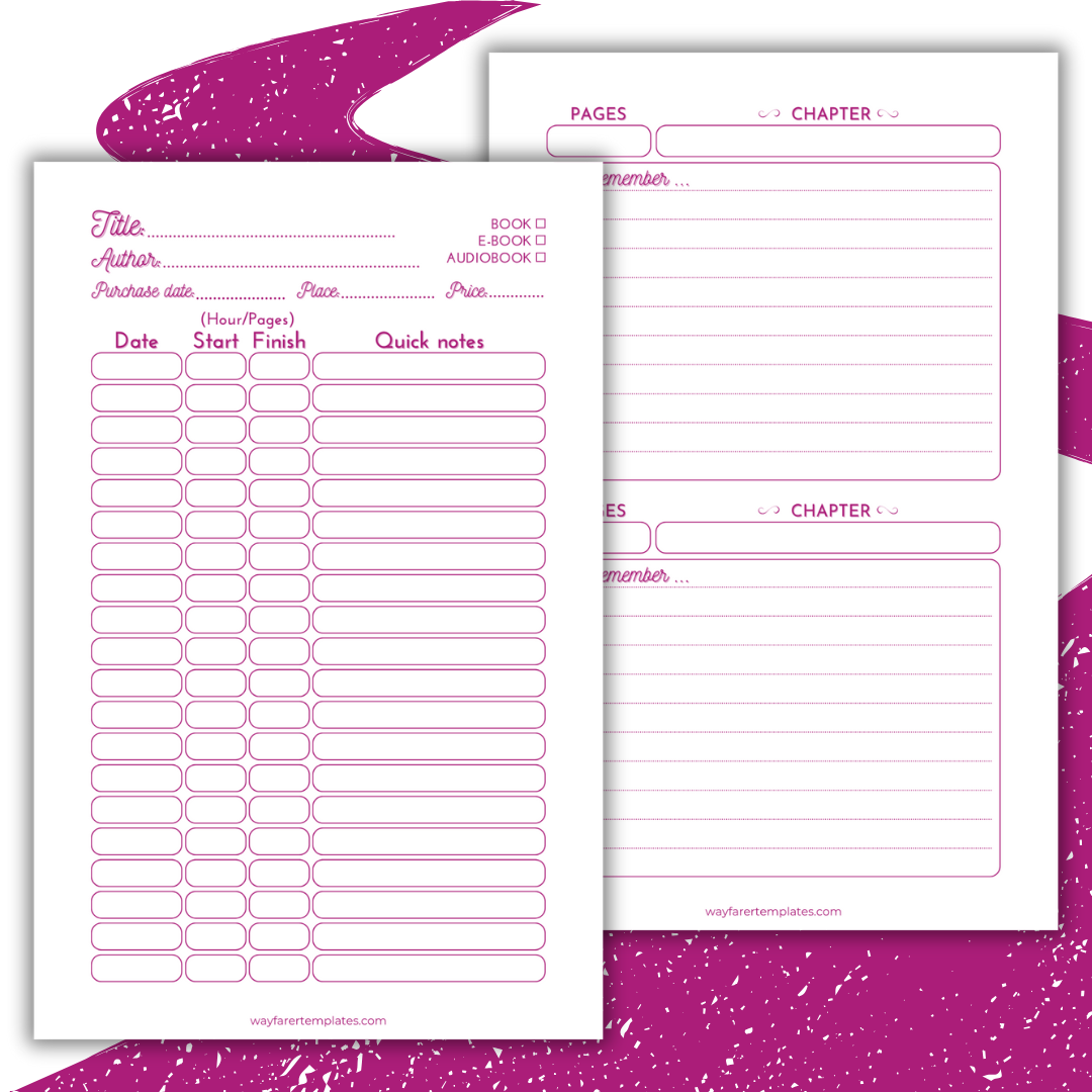 Reading logbook printable template