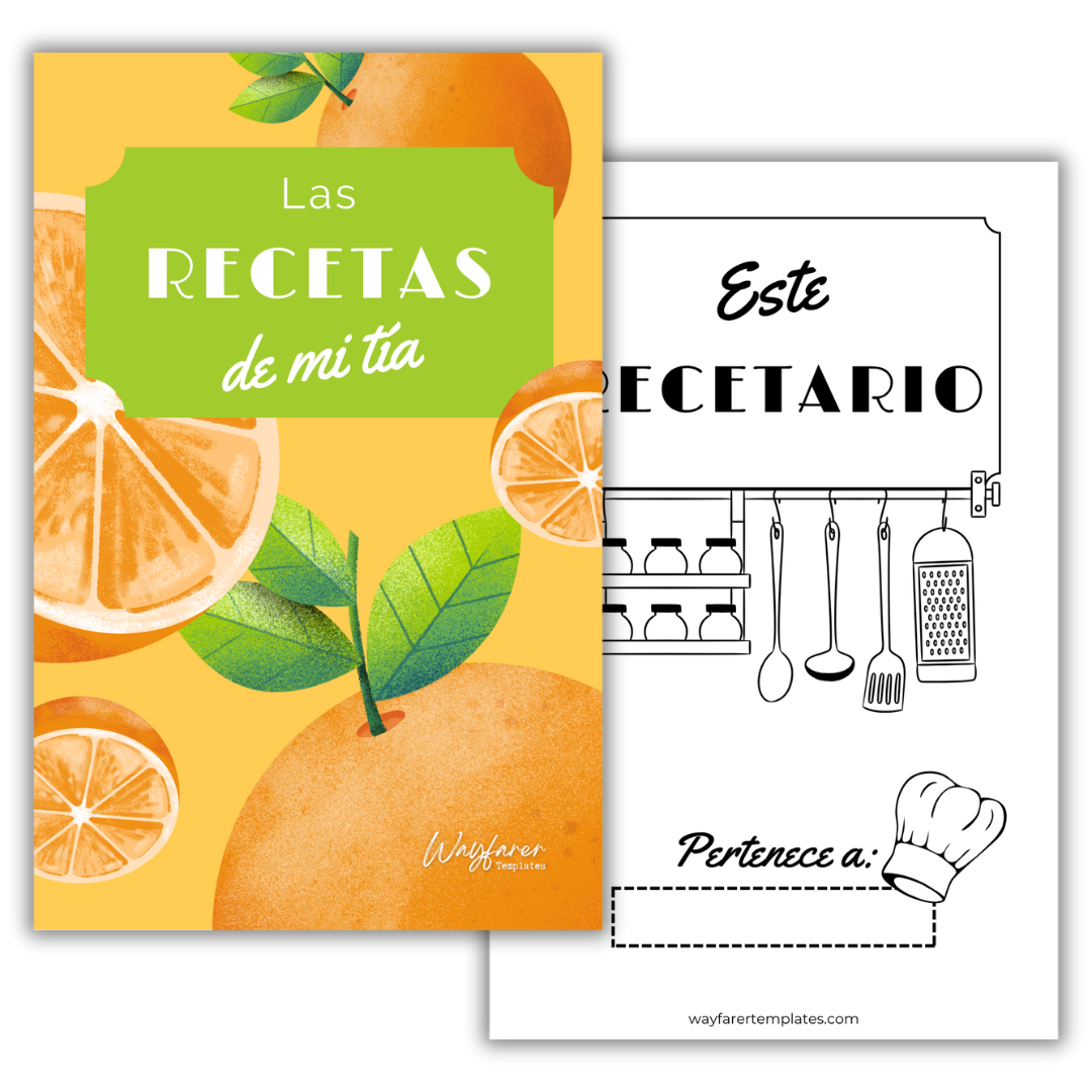 Recetario de cocina plantilla imprimible