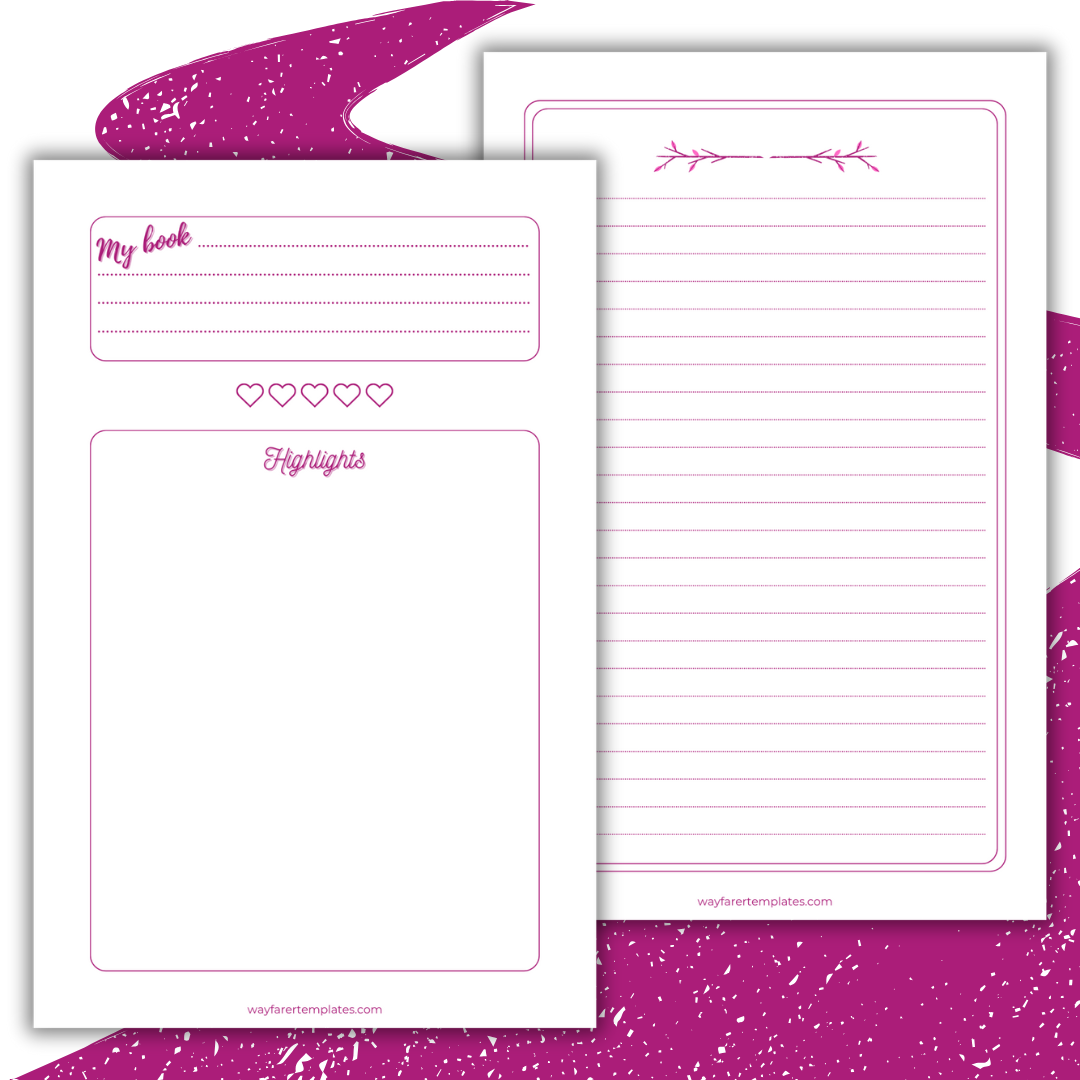 Reading logbook printable template