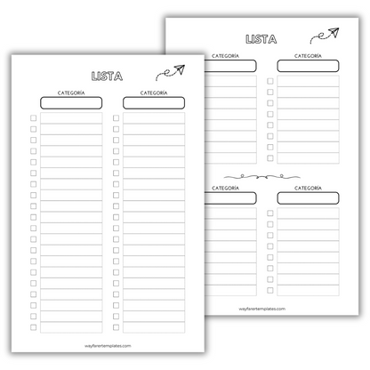 Packing list de viaje plantilla imprimible