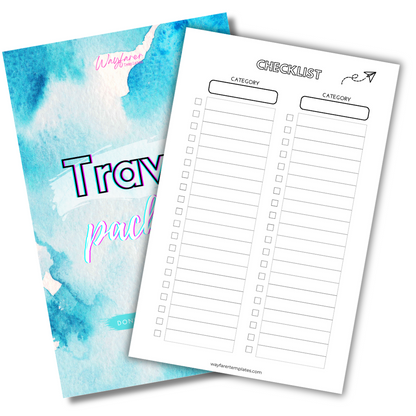 Travel packing list printable template