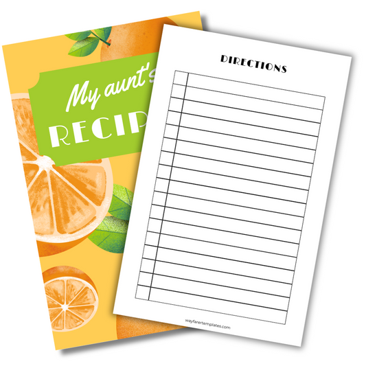 Recipe book printable template