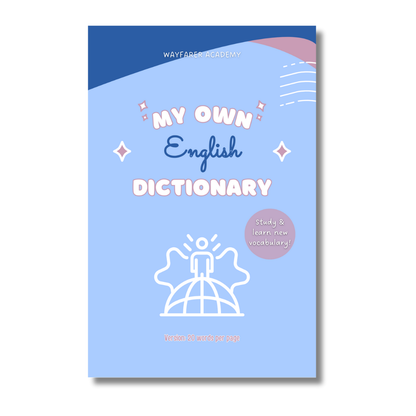 Digital stationery. Printable templates. Language notebook. Customizable dictionary to learn English vocabulary. 20 words. My own Enlish dictionary cover.