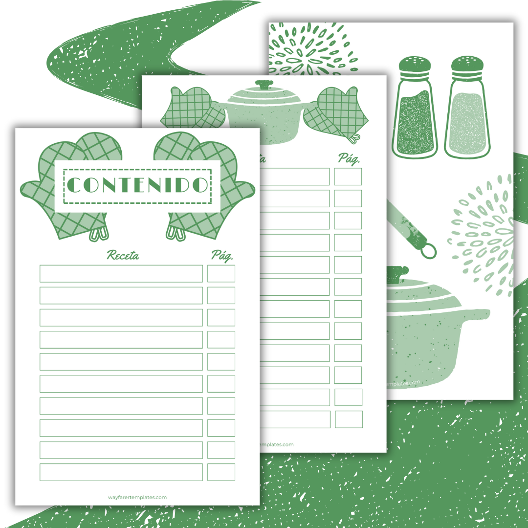 Recetario de cocina plantilla imprimible