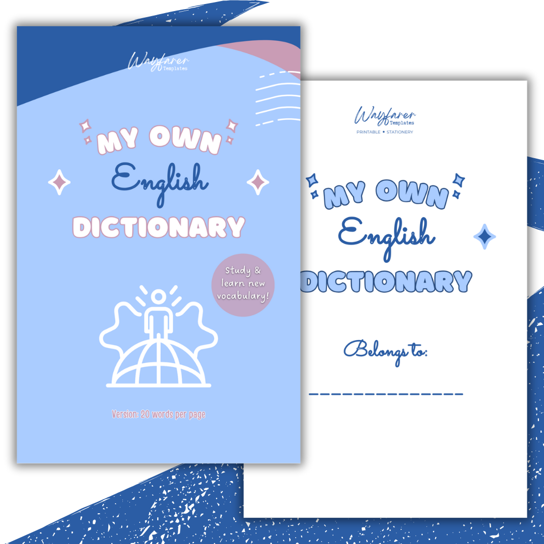 English Spanish dictionary printable template