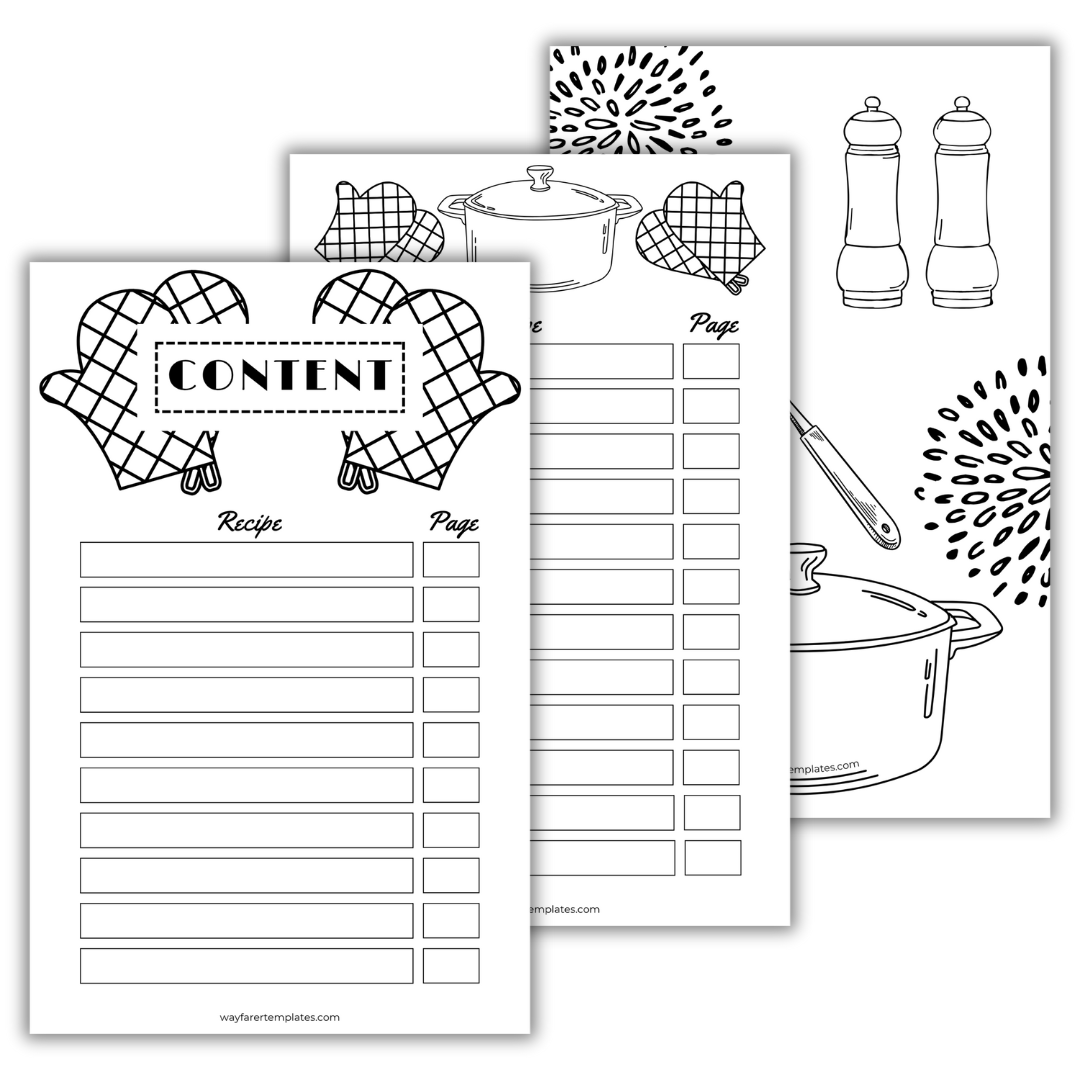 Recipe book printable template
