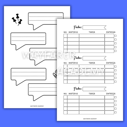 Papelería digital. Plantillas imprimibles. Planificador de tareas semanal. Blanco y negro.