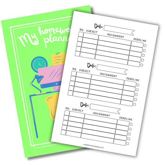 Homework planner printable template