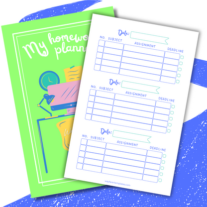 Homework planner printable template