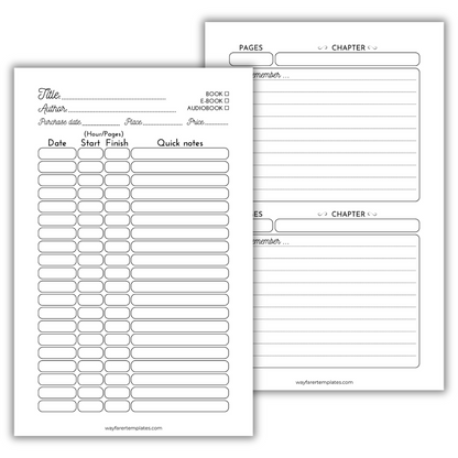 Reading logbook printable template