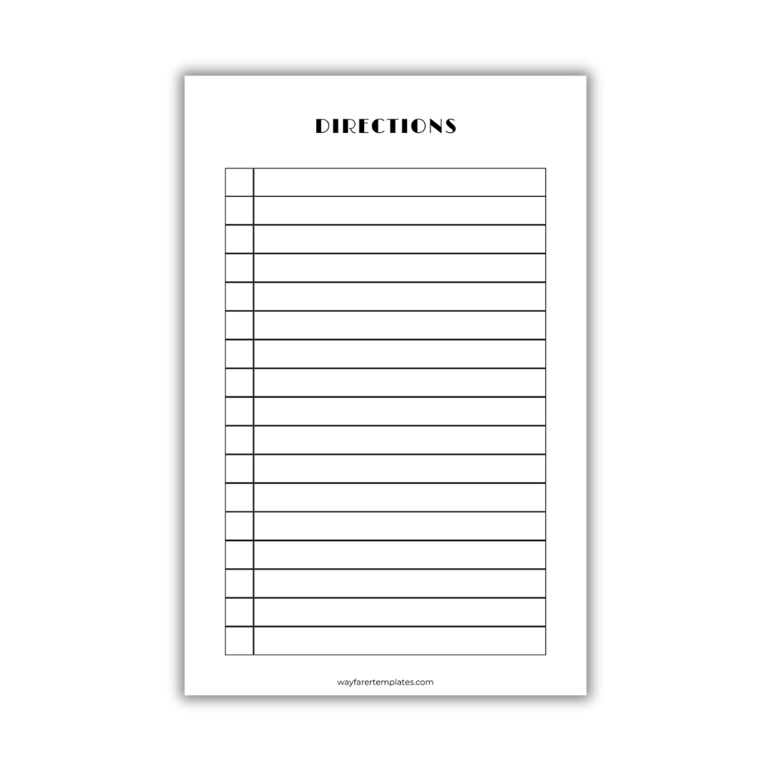 Recipe book printable template