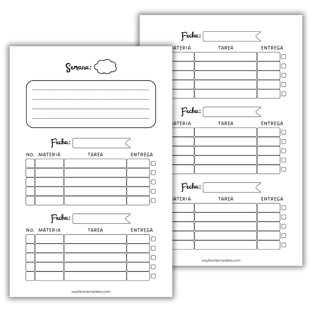 Planificador de tareas plantilla imprimible