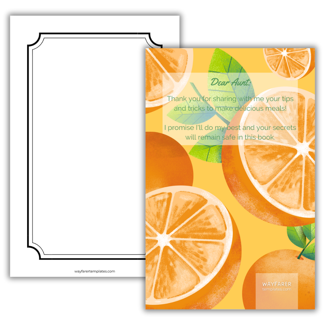 Recipe book printable template