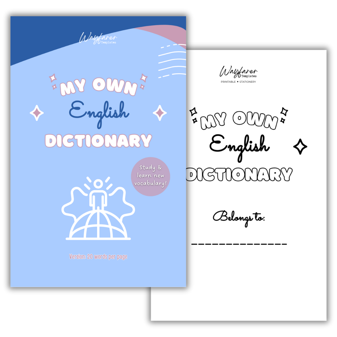 English Spanish dictionary printable template
