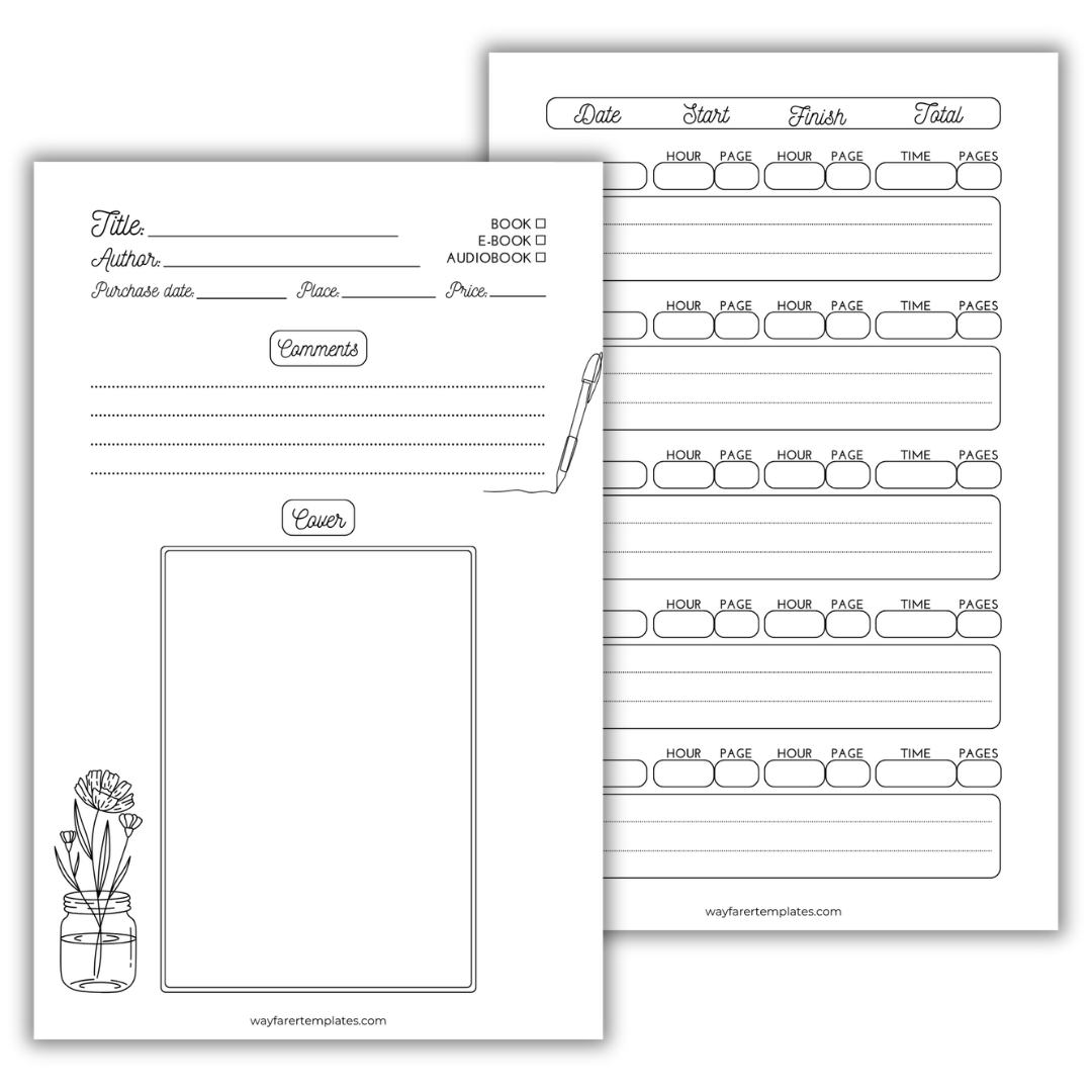 Reading logbook printable template