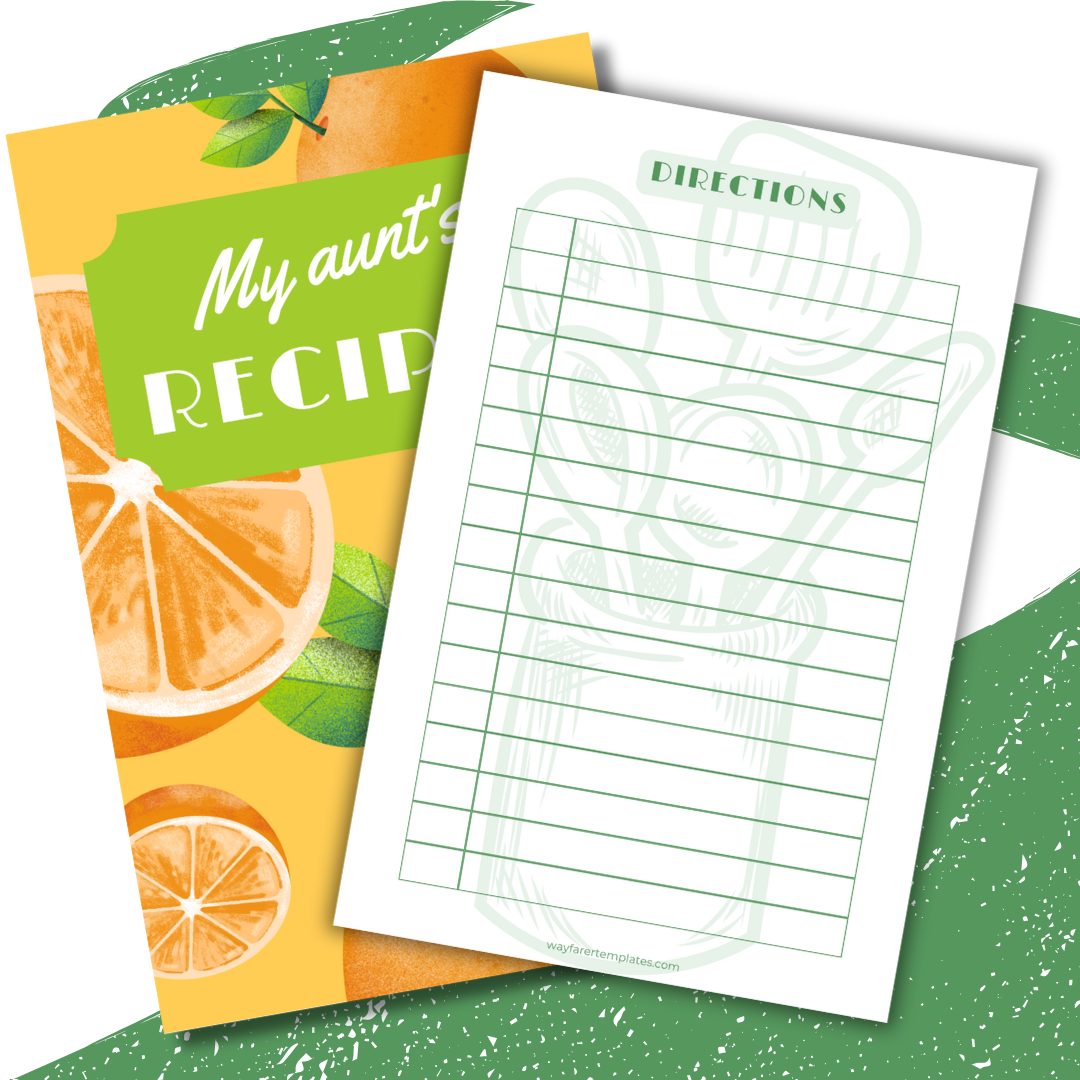 Recipe book printable template