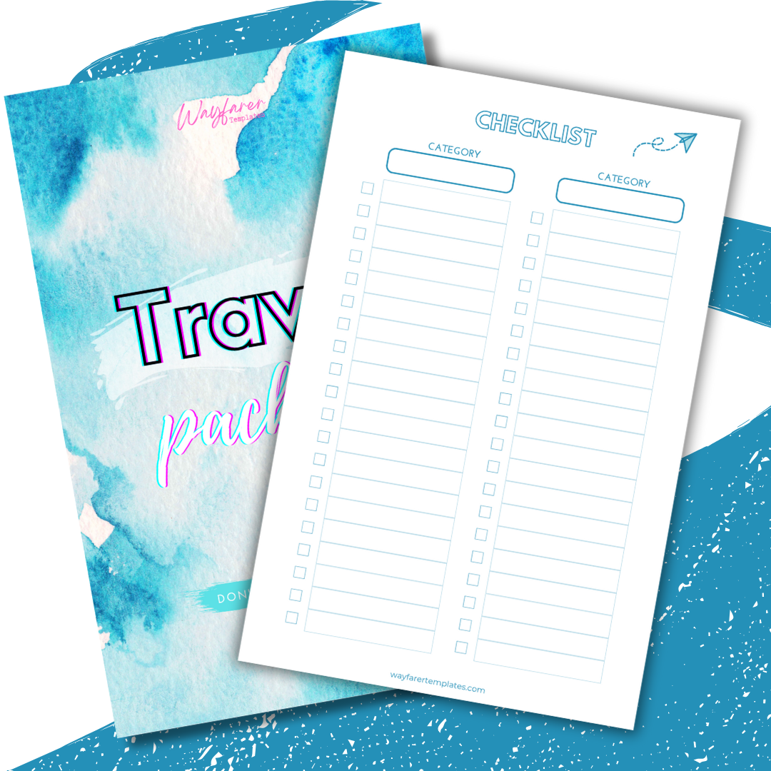Travel packing list printable template