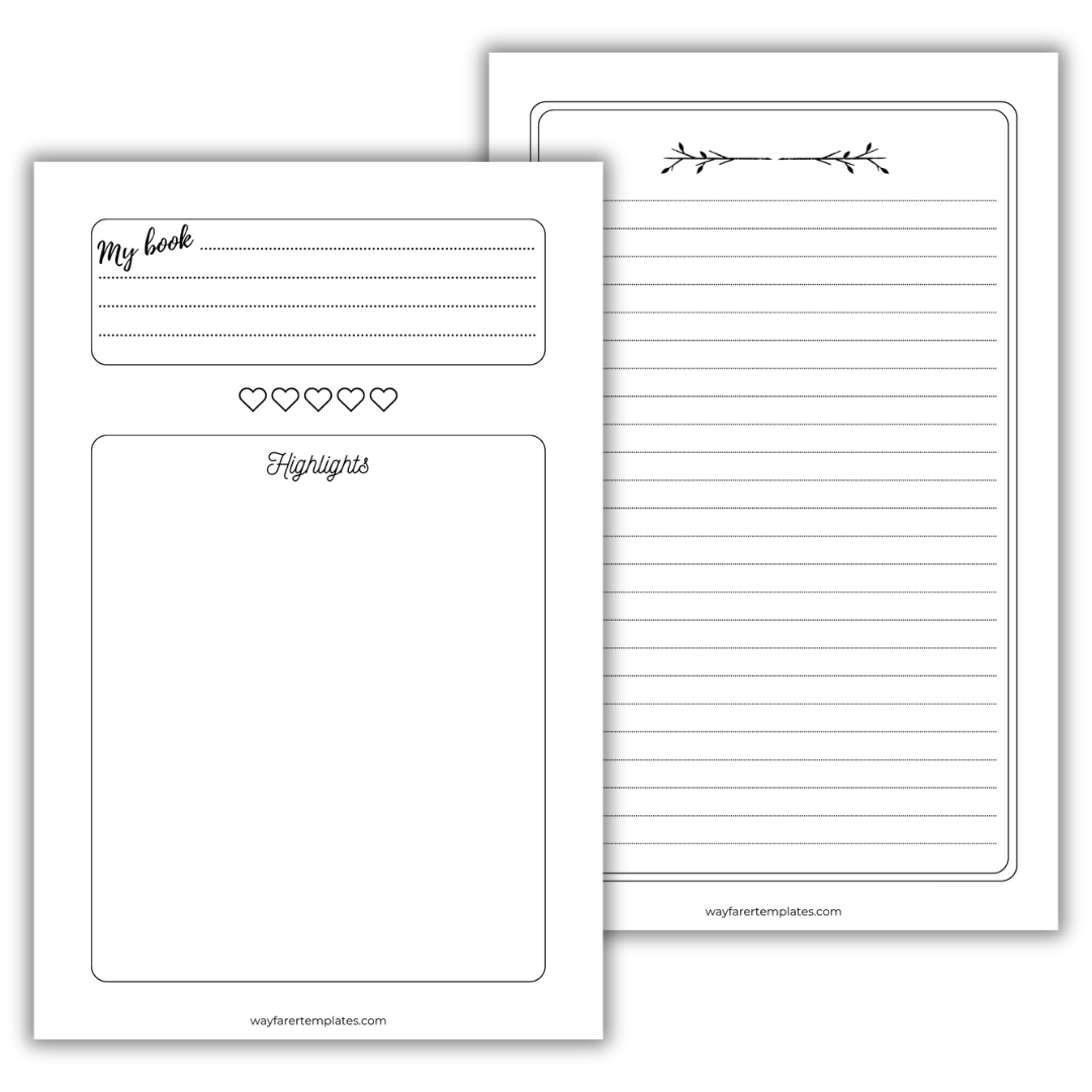 Reading logbook printable template