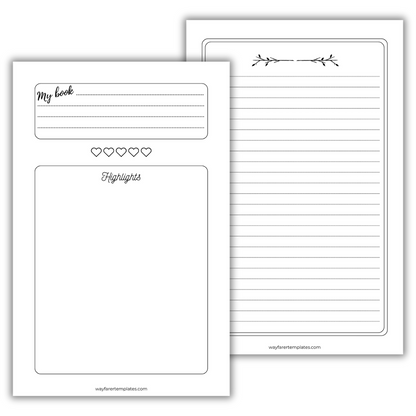 Reading logbook printable template