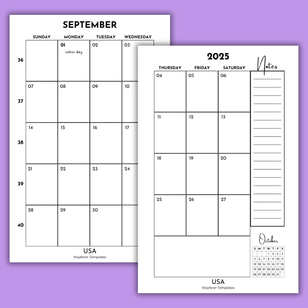 September monthly planner (free download)