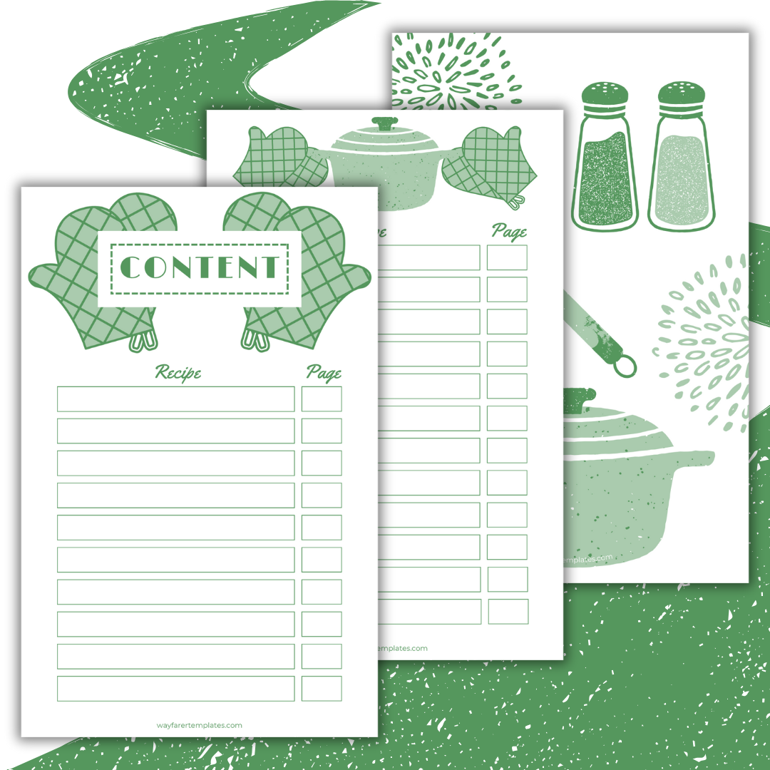 Recipe book printable template