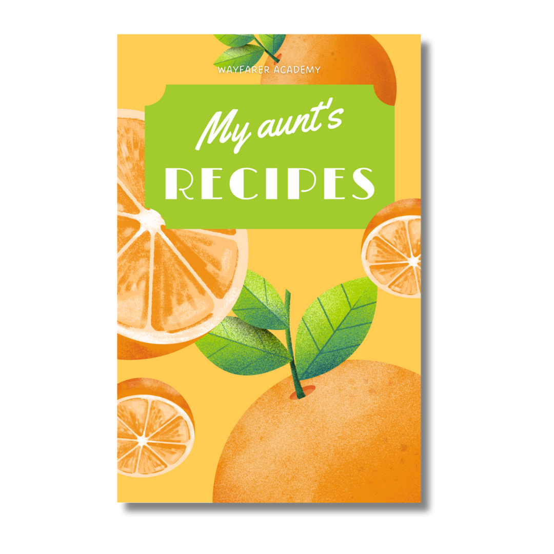 Oranges cover blank recipe book for aunt's recipes. Family recipes.