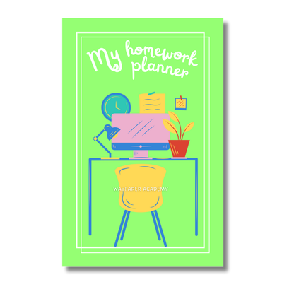 Digital stationery. Printable templates. Weekly homework planner cover.