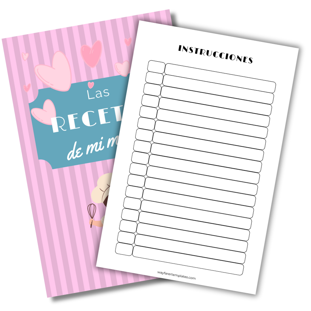 Recetario de cocina plantilla imprimible