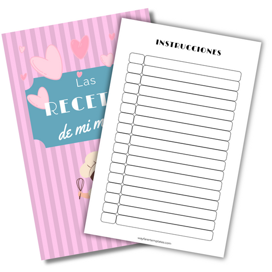 Recetario de cocina plantilla imprimible